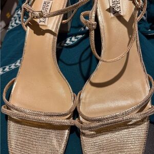 Badgley Mischka Gold Strappy Heels
